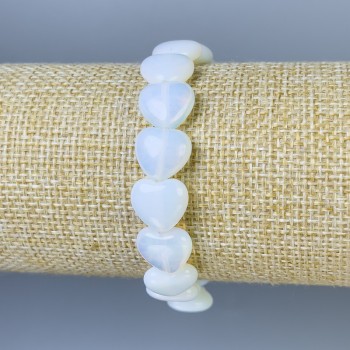 Brățară cu piatră lunară în formă de inimă, diametrul 12x12+-, lungimea 18 cm+-, pe elastic