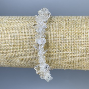 Brățară din cioburi de cristal de munte, diametru 8-11x5 mm, lungime 18 cm, șnur elastic