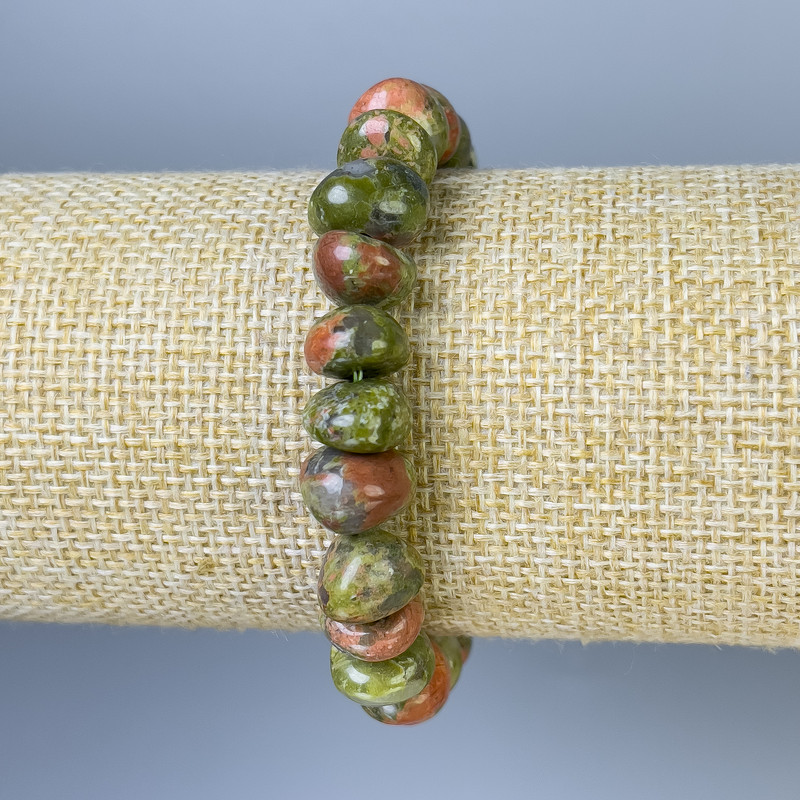 Brățară din jasper Heliotop fațetată, diametrul 10×7 mm, lungime 18 cm, pe elastic