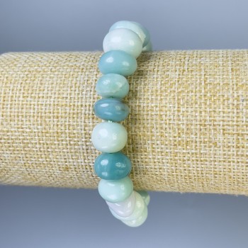 Brățară din larimar cu mărgele tăiate, diametrul 10–14×7–10 mm, lungime 18 cm, elastic