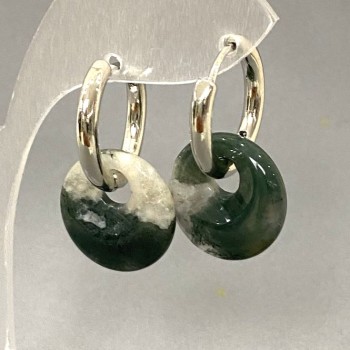 Cercei din jasper, formă de inel, cu știft, diametrul 18 mm, lungimea 31 mm