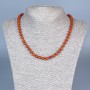 Colier din jasper roșu, bile netede, diametrul de 6,5 mm, lungime 48 cm, cu închizătoare