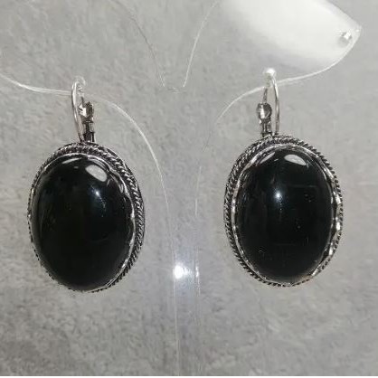Cercei cu agat, montură dințată 42×23 mm