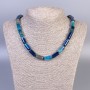 Colier din agat cilindric neted, diametru aproximativ 15×8 mm, lungime 45 cm, cu închizătoare