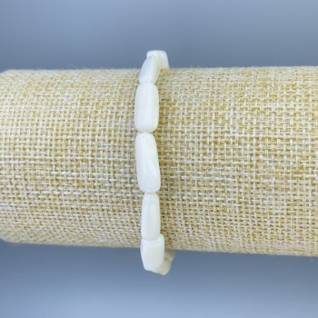 Brățară din sidef natural, cu mărgele tăiate 14×5 mm, lungime 18 cm +/-, pe bază elastică