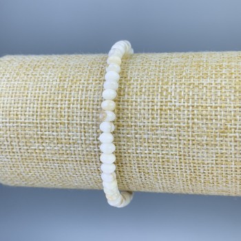 Brățară din sidef, rondelle, diametrul 5×3 mm, lungime 18 cm ±, pe bandă elastică