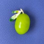 Broșă în formă de măslin, email verde deschis, 30×24 mm, metal auriu
