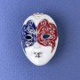 Broșă «Masca» albă, neagră și bordo, email alb, negru și bordo, din metal argintiu, 27×39 mm+