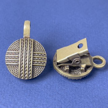 Брошка затиск для кардигана колір металу бронза, діаметр 20мм +-, довжина 52мм+