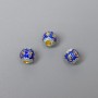 Mărgea Cloisonné email albastru-azuriu, diametru 6×5 mm, gaură de 2 mm, culoare metal aurie, 1 bucată