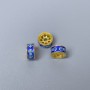 Mărgea Cloisonné rondel albastru-azuriu email, diametru 8×4 mm, gaură de 1,8 mm, culoare metalică aurie, 1 bucată