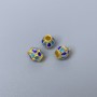 Mărgea Cloisonné albastru-turcoaz email, diametru 6x7 mm, gaură de diametru 2–3 mm, culoare metal aurie, 1 bucată