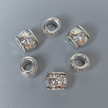 Inserție pentru mărgele, culoare metal argintiu, diametru 9×10×9 mm, gaură de aproximativ 5 mm, ambalaj de 20 g (~10 buc)