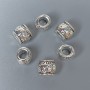 Inserție pentru mărgele, culoare metal argintiu, diametru 9×10×9 mm, gaură de aproximativ 5 mm, ambalaj de 20 g (~10 buc)