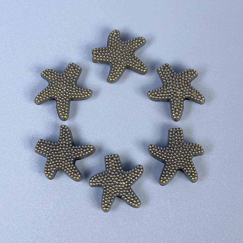 Inserție mărgea Stea de mare bronz metalic, diametru 10×3 mm, gaură 1,5 mm, ambalaj 11 buc