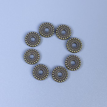 Furnitură pentru mărgele – inserție din bronz, culoare bronz, diametru 7,5×2 mm, gaură 2,5 mm, ambalare 20 g (~50 buc.)