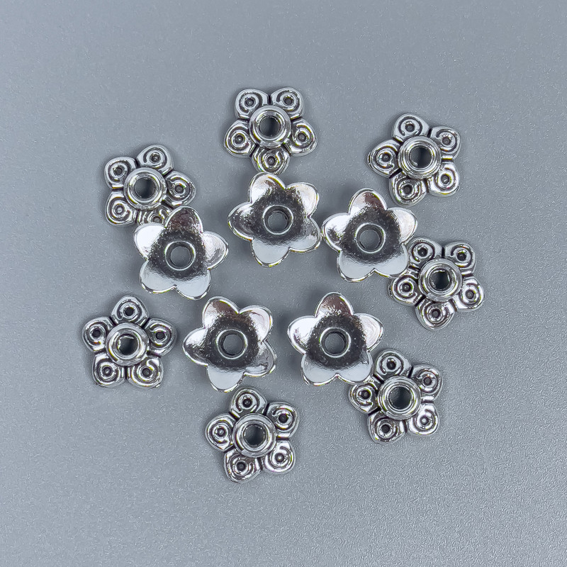 Capace pentru mărgele, culoare argintie, diametru 9,5×0,7 mm