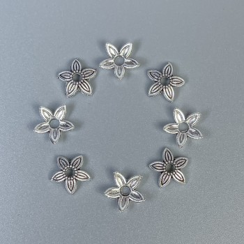 Capace pentru mărgele, culoare argintie, diametru 8x1 mm, gaură ±, diametru 1,8 mm ±, ambalaj 20 g (~100 buc.)