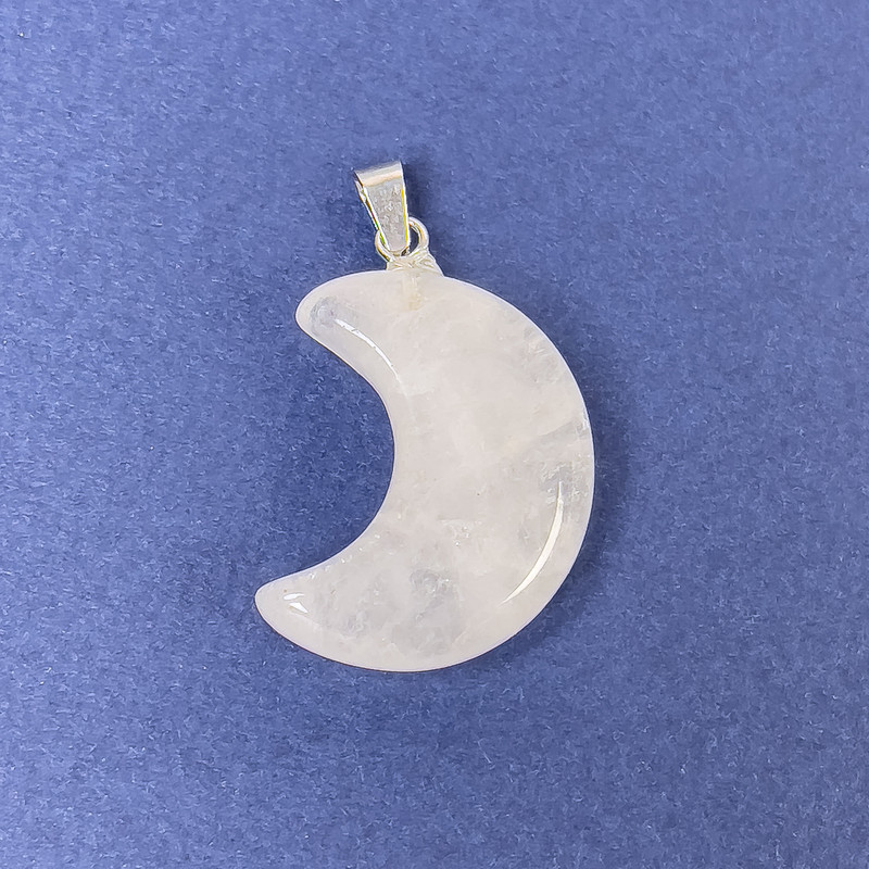 Pandantiv Lună din cristal de munte, piatră naturală, 25x20x9x32 mm+