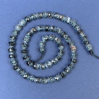 Mărgele din agat înghețat pe șnur, bilă tăiată, diametrul 6 mm, lungime 34 cm