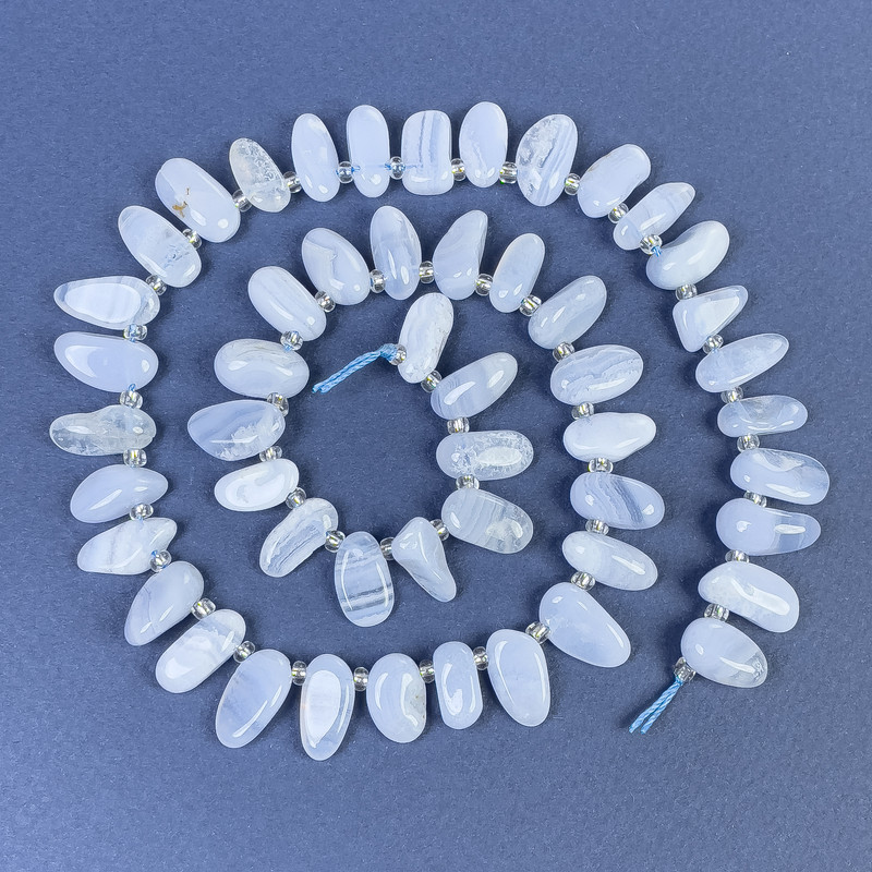 Mărgele din agat albastru, fațetate, pe șnur, 6×12 mm, lungime 40 cm+