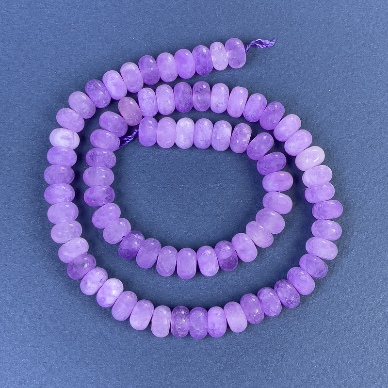 Mărgele rondel de ametist 8x5 mm ± pe șnur, lungimea 38 cm+
