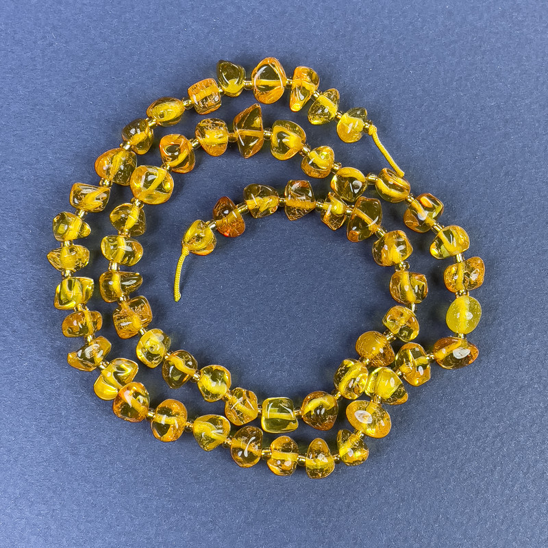 Mărgele de chihlimbar, fațetate, 6×4 mm, cu mărgele de 2 mm, pe șnur, lungime 39 cm