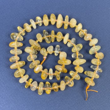 Mărgele din citrin tăiate 9-13×4-6 mm, cu mărgele de 2 mm, pe șnur, lungime 40 cm+
