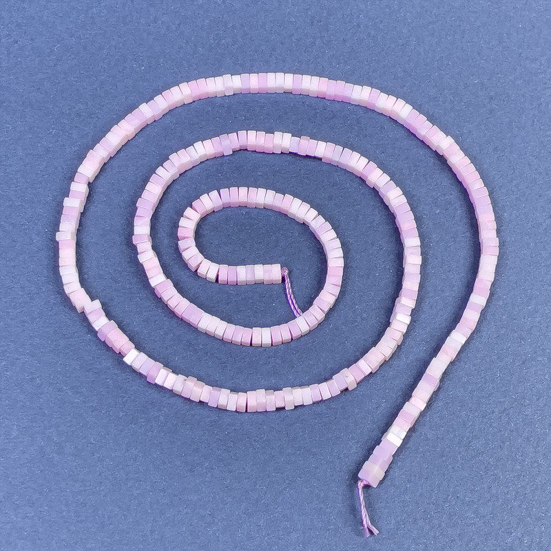 Mărgele Kunzit rondel pătrat 2,5×1 mm - pe șnur, lungime 39 cm