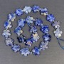 Mărgele din sodalit, piatră naturală, formă floare, diametru 15×6 mm, gaură de aproximativ 1 mm, mărgele de tip seed beads, diametru 3 mm, lungime 41 cm