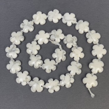 Mărgele din chalcedon, piatră naturală, în formă de floare, diametru 15×6 mm, gaură 1 mm, mărgele cu diametrul 3 mm, lungime 41 cm