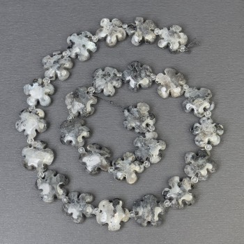 Mărgele din labradorit natural, formă de floare, diametru 15×6 mm ± gaură 1 mm ± mărgele de 3 mm, lungime 41 cm+