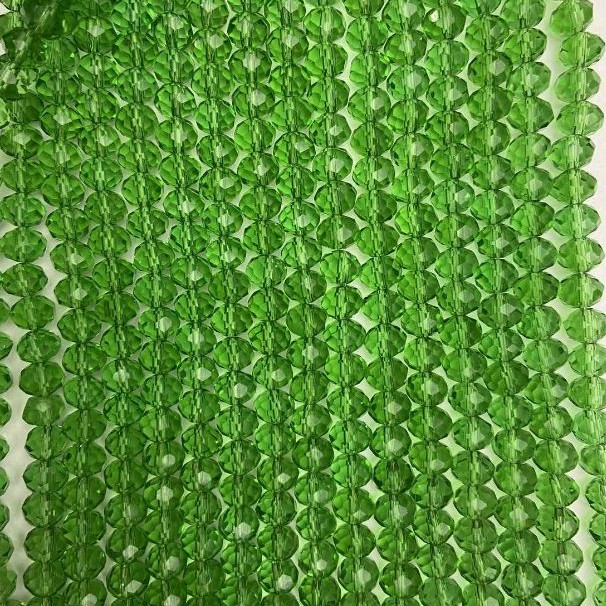 Mărgele din cristal ceh pe fir, verde transparente, rondel fațetat, diametrul 8×6 mm, lungime 40 cm