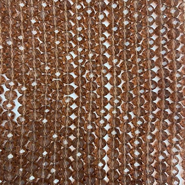 Mărgele din cristal ceh pe fir, maro translucid, tăiate în formă de rondelle, diametrul 8×6 mm, lungime 40 cm