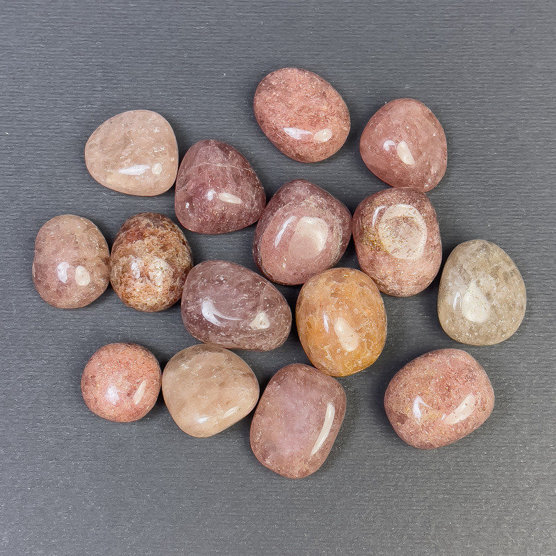 Cuart căpșună natural, fragmente brute tăiate cu fațete, fără gaură, 21x17 mm (+/-) (pentru 100 g +/-)