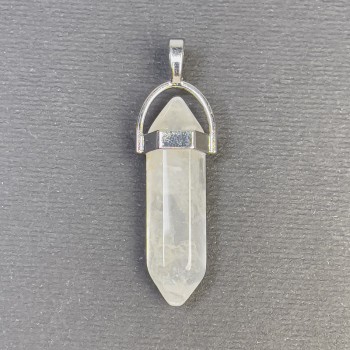 Pandantiv din cristal de munte, hexagonal, cu vârf sferic, 8x31x41 mm+