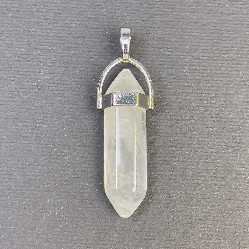 Pandantiv din cristal de munte, hexagonal, cu vârf sferic, 8x31x41 mm+