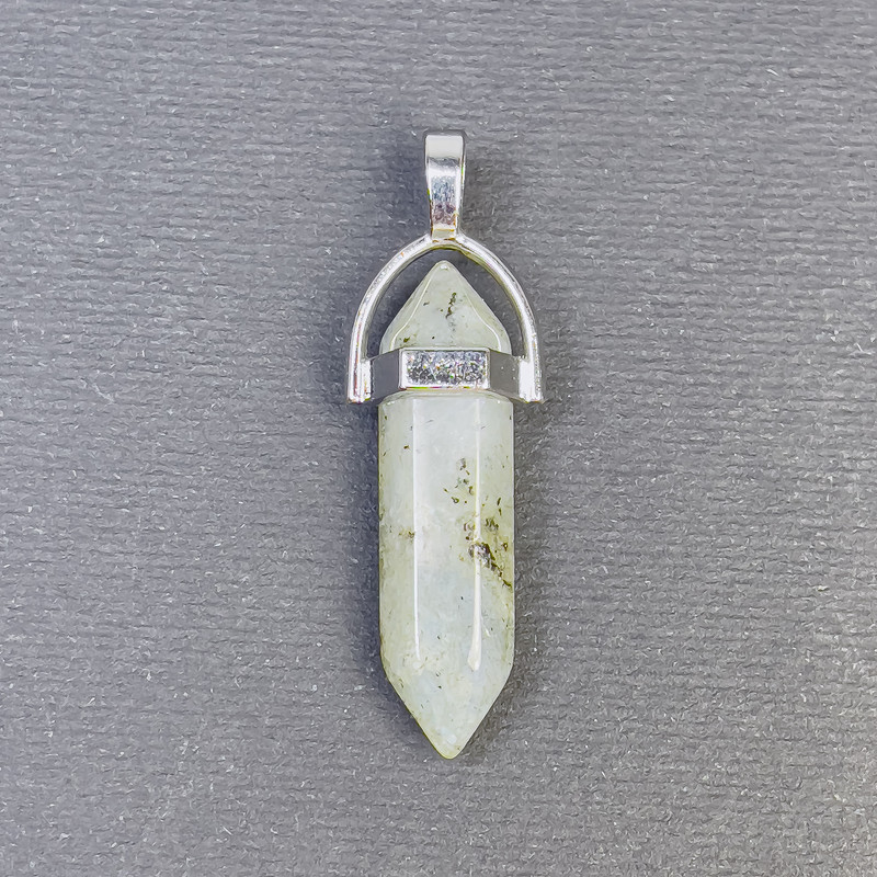 Pandantiv din labradorit, cristal hexagonal, 8×31×41 mm+