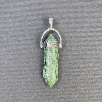 Pandantiv din agat mușchi în formă de cristal hexagonal, 8x31x41 mm+