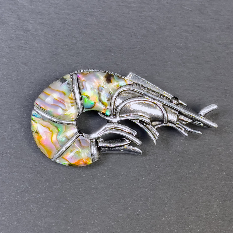Broșă-pendul Haliozit Rac, argintiu, 52×27 mm+
