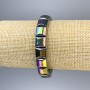 Brățară din hematit pătrat, culoare curcubeu, diametrul aproximativ 10×10 mm, lungime 18 cm, pe elastic