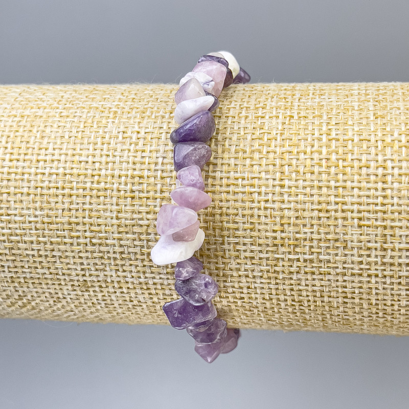 Brățară din lepidolit, granule fine, diametru 7×3 mm, lungime 18 cm, elastic