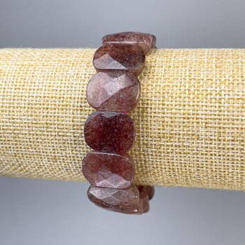Brățară cu cuarț căpșună, zale eliptice de aproximativ 18×14 mm, lungime 18 cm, pe elastic