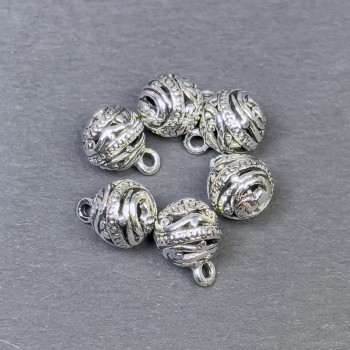 Furnitură Pandantiv culoare metal argintiu, diametru 8×11 mm, ambalaj de 6 buc.