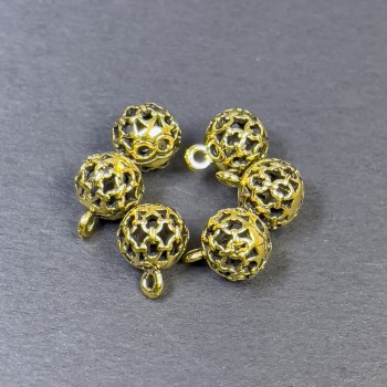 Furnitură – pandantiv, culoare metalică aurie, diametru 8×11 mm, ambalare 6 buc