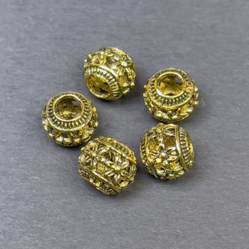 Furnitură mărge-inserție aurie, diametrul 9×10 mm, gaură 5 mm, ambalare 5 buc