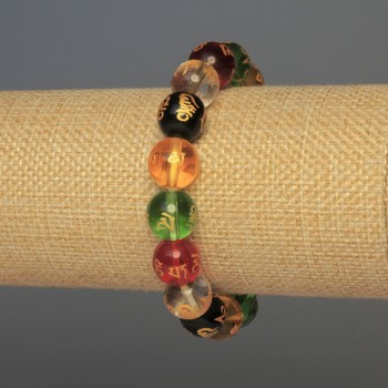 Brățară din sticlă cu mărgele netede, diametru 12 mm, lungime 18 cm, pe elastic