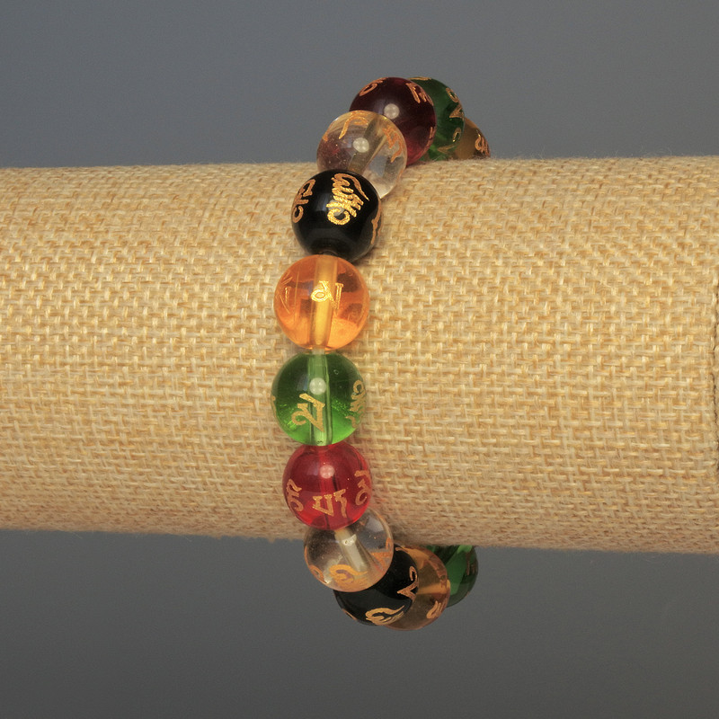 Brățară din sticlă cu mărgele netede, diametru 12 mm, lungime 18 cm, pe elastic