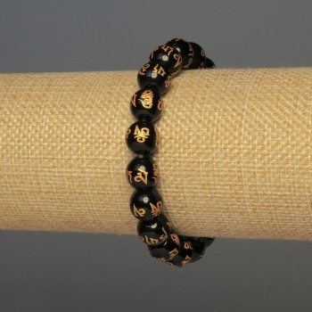 Brățară din agat (artificial) cu mărgele netede, diametrul 10 mm, lungime 18 cm, elastic