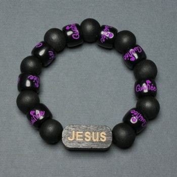 Brățară cu mărgele din lemn, diametrul 12 mm ± inserție din lemn, diametrul 25x11 mm ± 18 mm ± șnur elastic